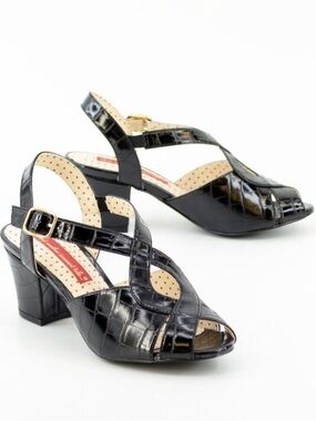 BAIT Footwear Black Rosita Peep Toe Low Heel
